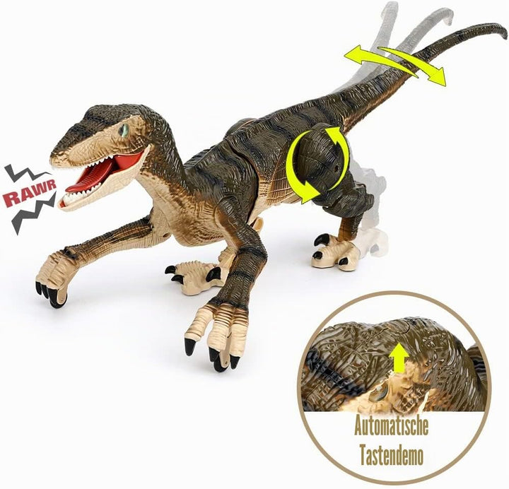 FRUSE Ferngesteuerter Dinosaurier Spielzeug, 2.4 GHz Realistische Velociraptor Roboter mit Gehen, Br