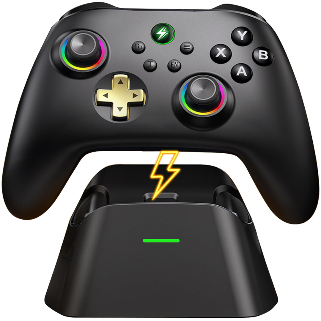 HASACOOL PC Controller mit Hall-Effect Joysticks & Ladestation, Wireless Gamepad 1000Hz für PC/Switc