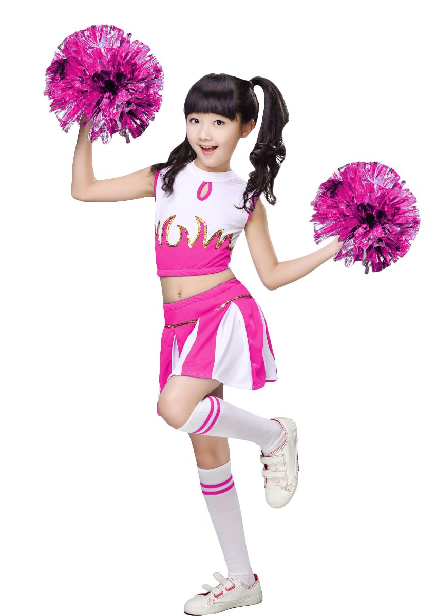 LOLANTA Mädchen Cheerleader Kostüm Schulkind Cheer Kostüm Outfit Karneval Kostüm Rosa 116-122, Rosa