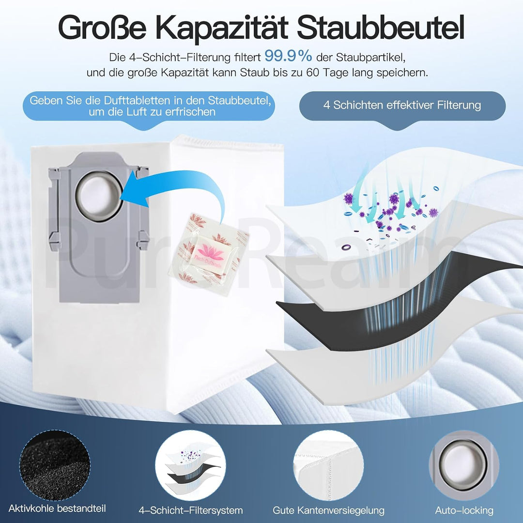 12 Stück Staubbeutel für eufy X8 Pro / X10 Pro Omni Roboter Staubsauger Zubehör, Staubsaugerbeutel E