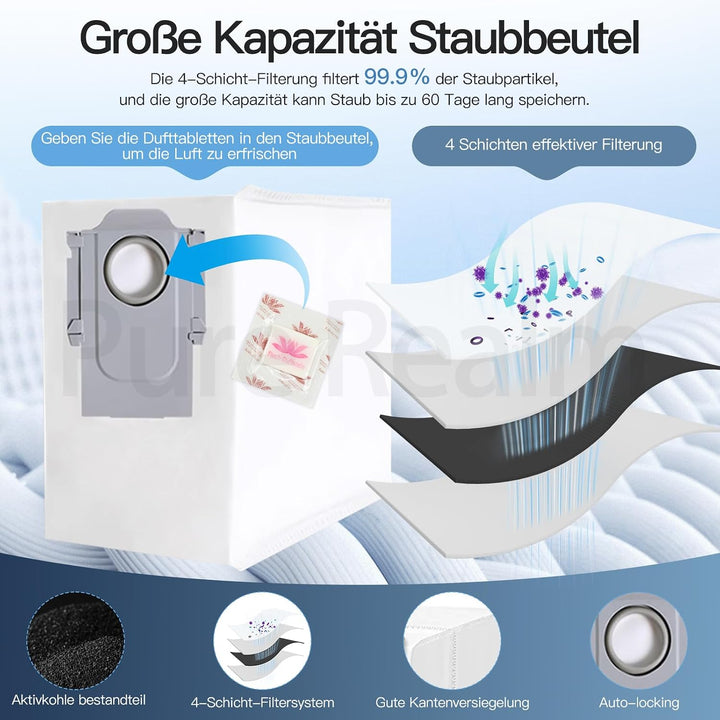 12 Stück Staubbeutel für eufy X8 Pro / X10 Pro Omni Roboter Staubsauger Zubehör, Staubsaugerbeutel E