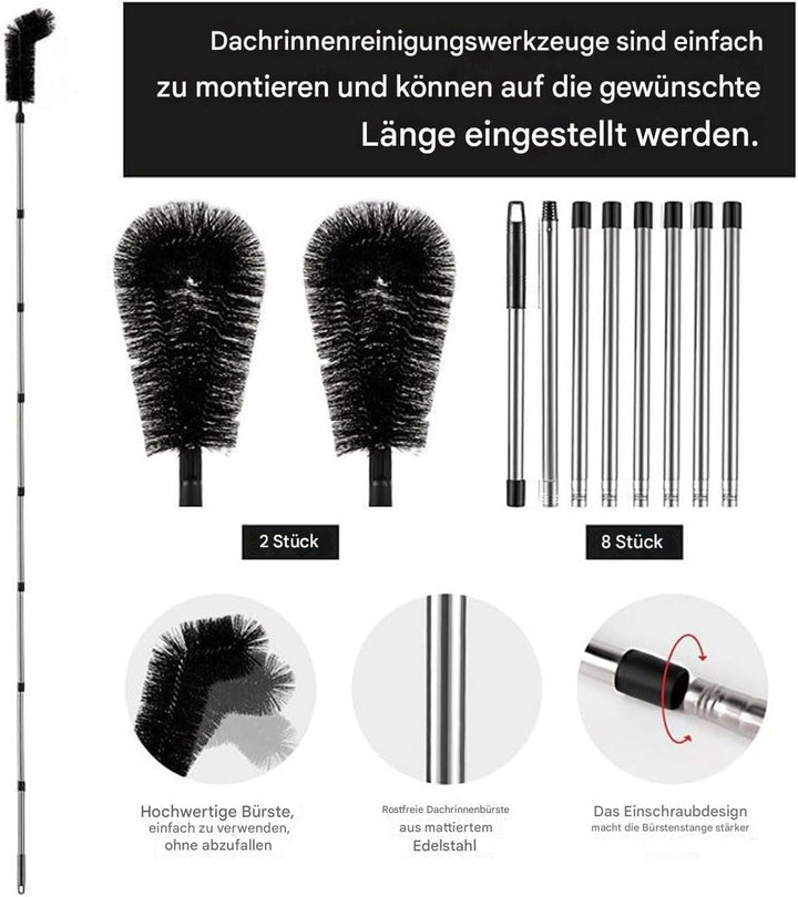 Regenrinne Reinigungs-Werkzeug - Teleskop Dachreinigungsgerät | Mit Reichweite 3,2 m Für Dachreinigu
