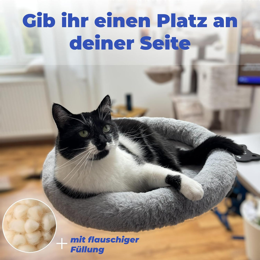 Homeoffice Schreibtisch Katzenkorb - Gemütlich Stabil und Waschbar - [40cm Durchmesser] VERSTÄRKT NE