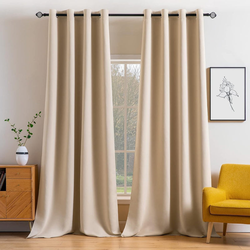 MIULEE Vorhänge Beige Blickdicht mit Ösen, Schöner Weicher Verdunklungsvorhänge zum Verdunkeln von R