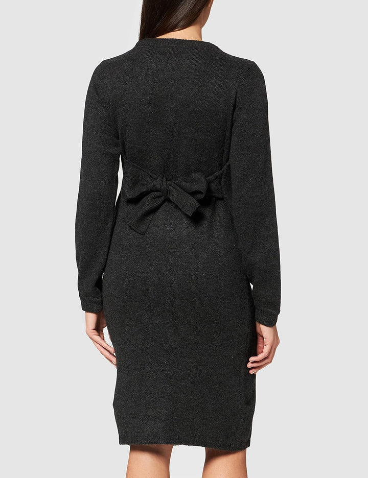 Noppies Damen Dress Ls Hannah Kleid 44 Black Melange - P870, 44 Black Melange - P870