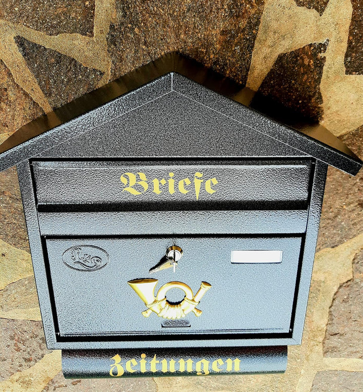 Pachurka & Dąże Grosser Briefkasten/Postkasten XXL Farbe: Anthrazit mit Zeitungsrolle + Montagemater