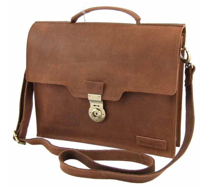 Harold's Aktenmappe 37 x 30 x 8 cm Schultergurt Rind-Leder Aktentasche braun 242503