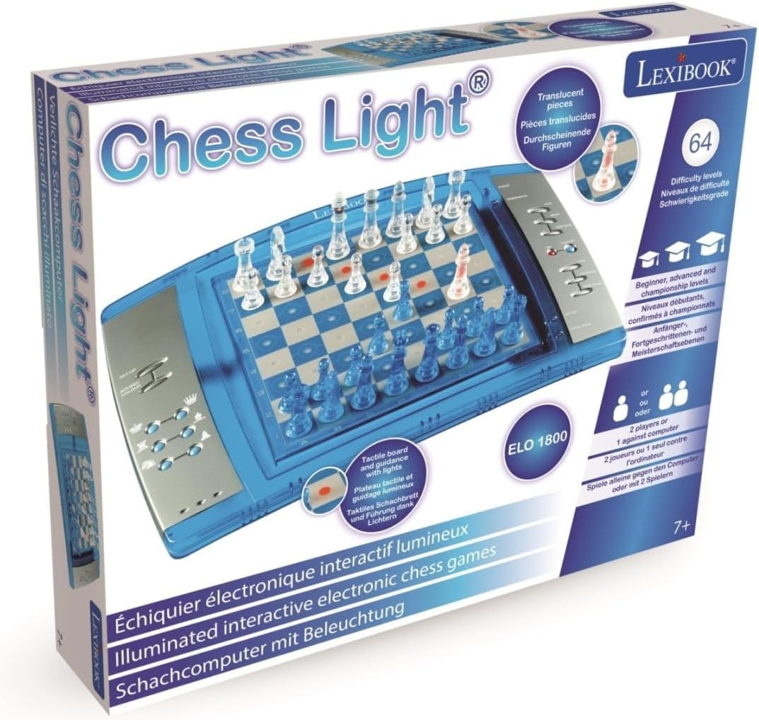 Lexibook 12 LCG3000 ChessLight, Elektronisches Schachspiel mit Berührungstastatur und Licht-und Soun