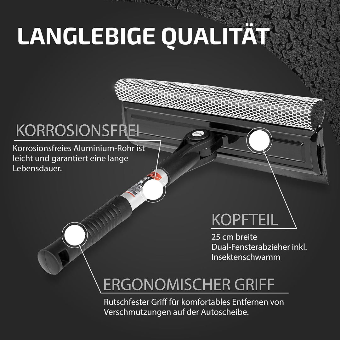 Heyner® Scheibenreiniger faltbar 25cm mit klappbarem Kopf und ergonomischem Griff – inkl. Mikrofaser