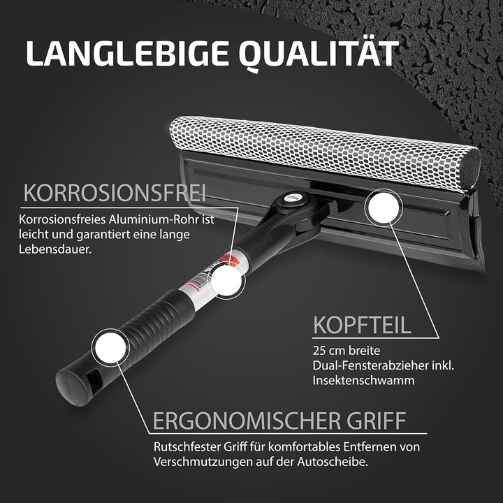 Heyner® Scheibenreiniger faltbar 25cm mit klappbarem Kopf und ergonomischem Griff – inkl. Mikrofaser