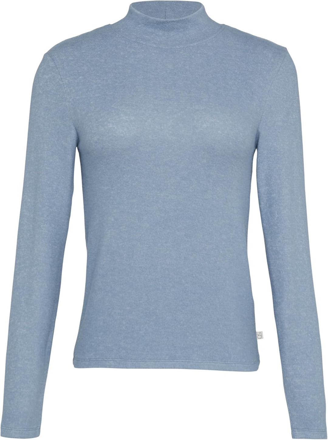 QS Damen Softes Longsleeve aus Viskosemix Langarmshirt mit Stehkragen (1er Pack) M Blue 52w0, M Blue