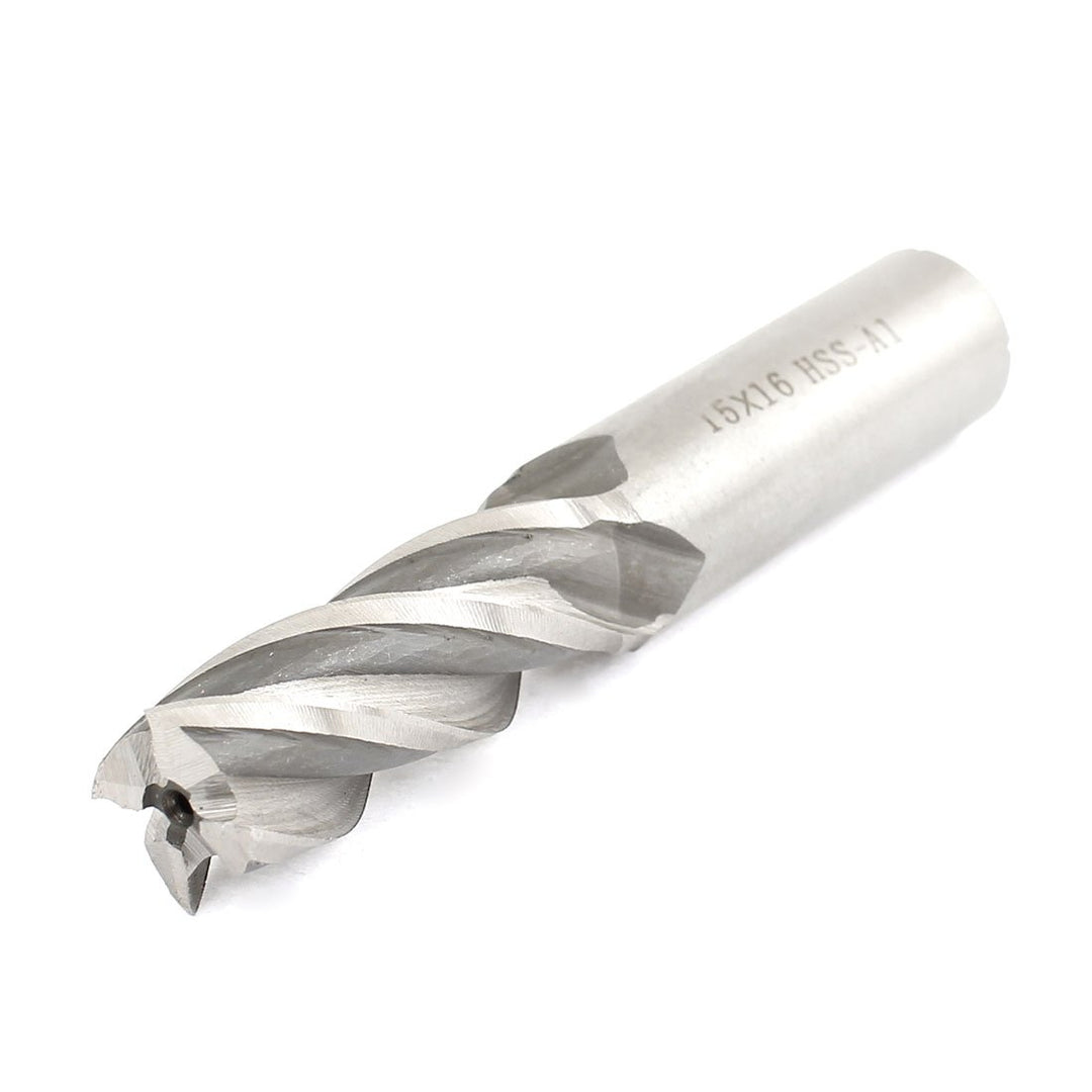 sourcing map Helical Groove 4 Flute High Speed Stahl Cutter Schaftfräser 15 mm x 16 mm de 16mmx15mmx