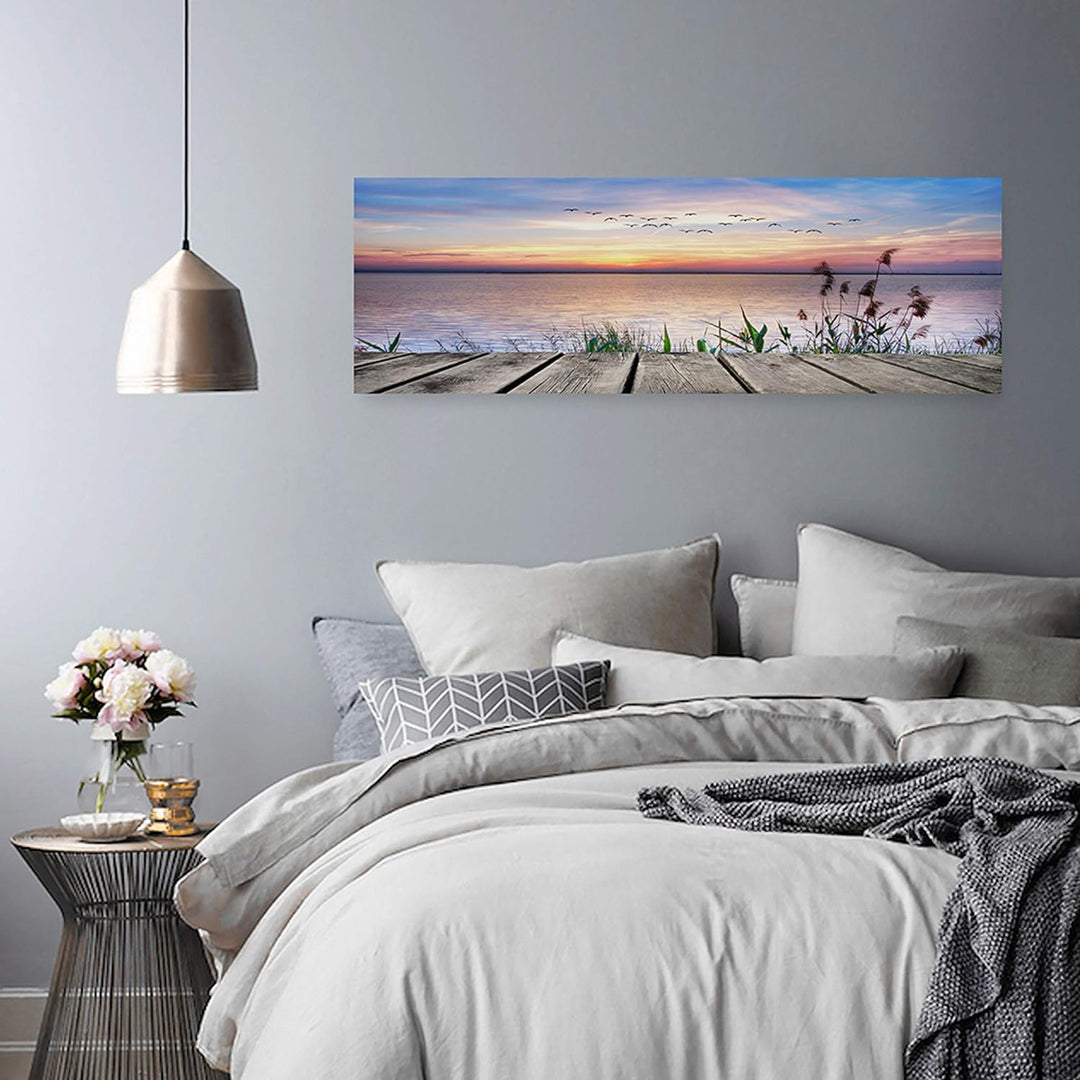 Feeby Bilder Steg Vögel 90x30 cm Wohnzimmer Schlafzimmer Büro Flur Küche Wandbilder Modern Bild auf