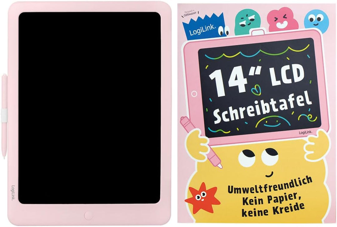 LogiLink AA0182 - LCD-Kinderschreibtafel 14", lösch- und wiederbeschreibbar, Whiteboard-Rückseite, a