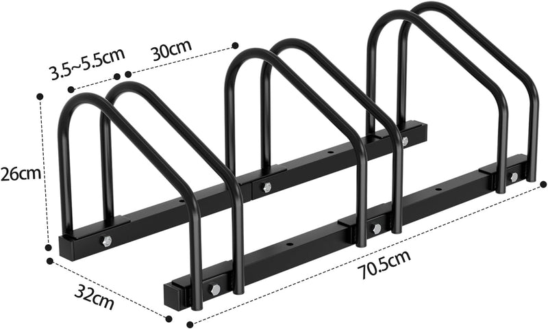 Randaco Fahrradständer für 3 Fahrräder, Mehrfachständer Abstellständer Fahrrad, Aufstellständer Bode