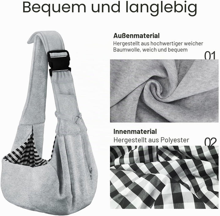 PetLoft Tragetuch Hund, Reversibel Kleine Hundetrage, Einstellbar Pet Tragetuch, Freisprecheinrichtu