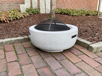 Feuerschale 2-in-1 aus Kunststein in Granitoptik | ca. Ø 60 cm | inkl. Grillrost, Schürhaken & Funke