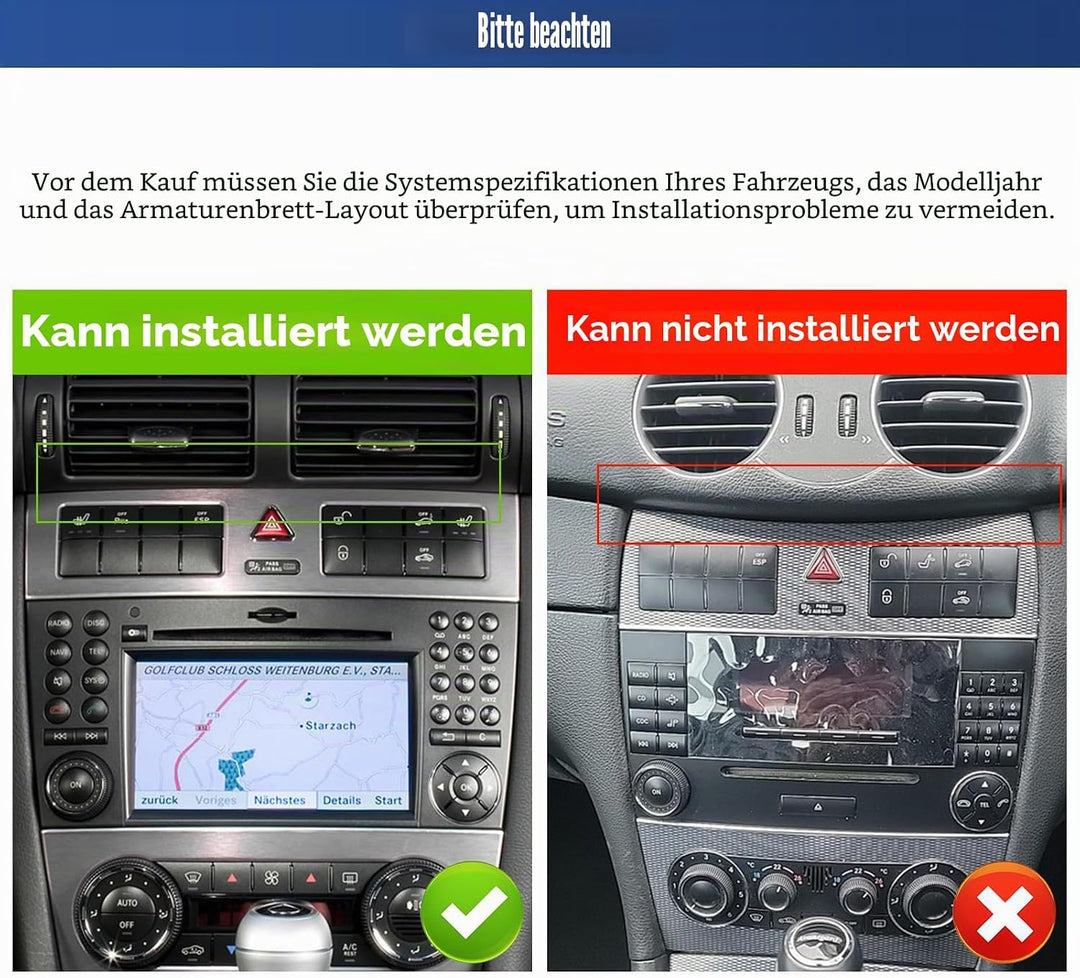 CAMECHO Qualcomm Android 15 Autoradio mit Navi für Mercedes Benz C Klasse W203 W209 C180 C200 2005-2