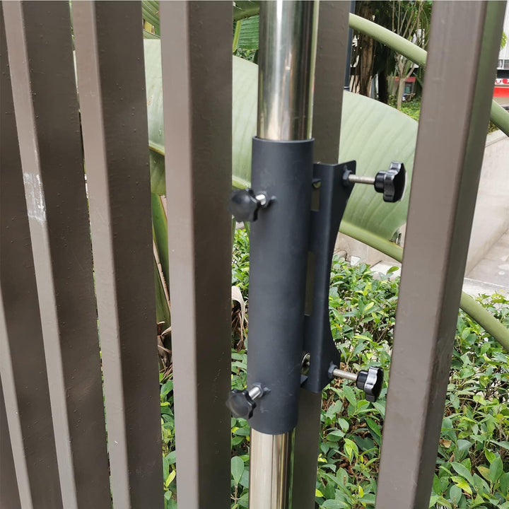 VANROUG Robuster Balkonschirmhalter, Klemme, Gartenzaun, Sonnenschirm, Terrassendielen, Klemmbereich