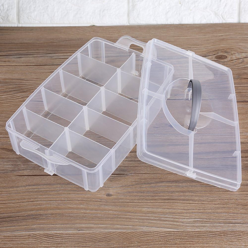 Transparente Aufbewahrungsbox, dreilagig, Kunststoff, für Schmuck, Perlen, Organizer mit Griff und D