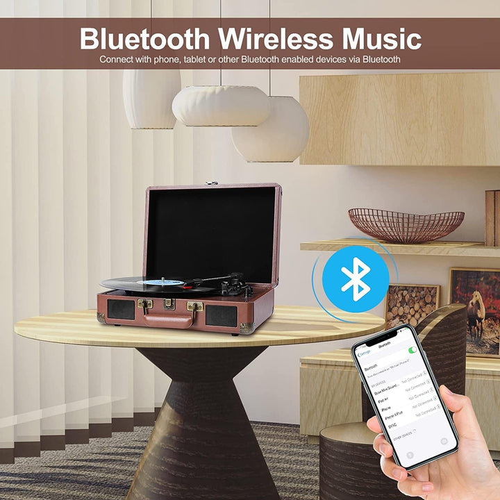 VOKSUN Plattenspieler,Record Player Bluetooth USB Record Player Vinyl Turntable Vinyl to MP3 Functio