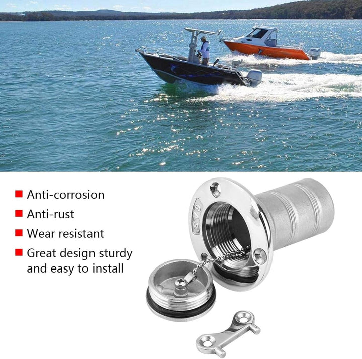 38 mm Tankstutzen für Boote, Tankdeckel Einfüllstutzen aus 316 Edelstahl mit Key Boat Deck Fill Fill