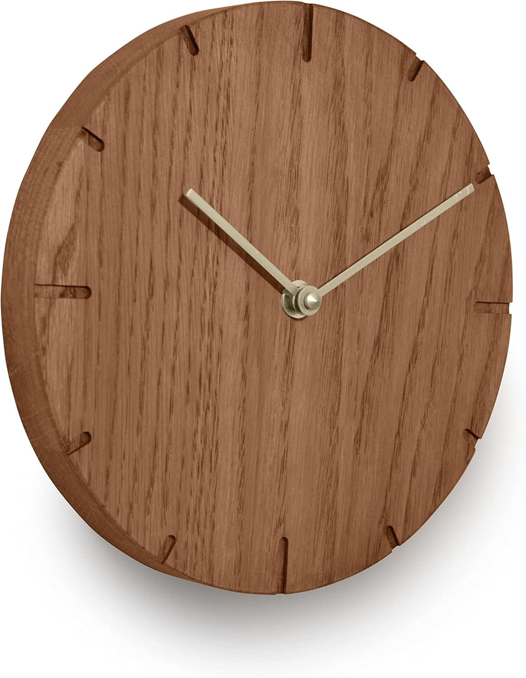 Natuhr Wanduhr Eiche rustikal Holz Solide 20 cm Mini Massivholz, geräuscharmes U.T.S. Uhrwerk (Räuch
