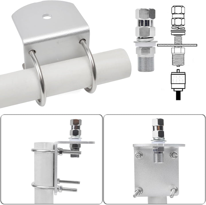 HYS CB-Antennenhalterung 丨 Mit SO239-Bolzen 丨 Antennenmast-Befestigungssätze 丨 Hochleistungs-U-Bolze