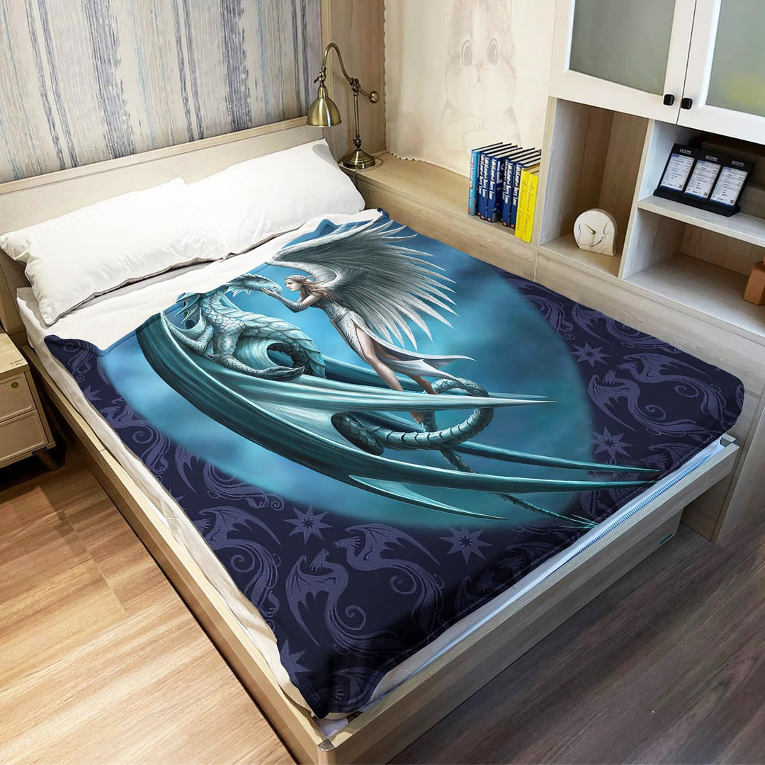 YISUMEI Decke 150x200 cm Kuscheldecken Sanft Flanell Weich Fleecedecke Bettüberwurf Drachen Engel 15