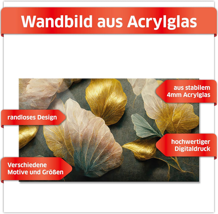 Primus Print - Wandbild Glasbild - Acrylglas Aludibond (Acryl, Blätter 73,5x42 cm) Acryl Blätter, Ac