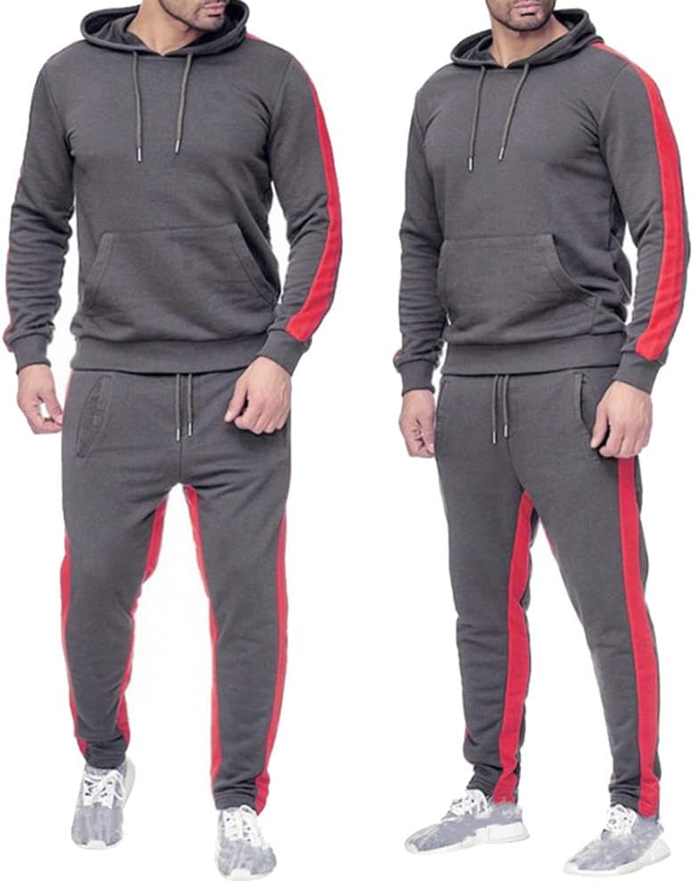 Herren Trainingsanzug Jogginganzug Männer Kapuzenpullover und Jogginghose Sportanzug M Grau, M Grau