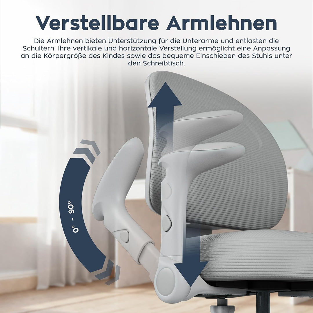 MARK ADLER Junior 5.0 Grey | Kinder Schreibtischstuhl Ergonomischer Bürostuhl Kinderdrehstuhl Jugend