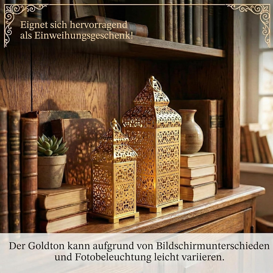 VELA LANTERNS Grosse goldene Tempel marokkanische Laterne Lampe Dekorative Kerzenhalter für Ramadan-