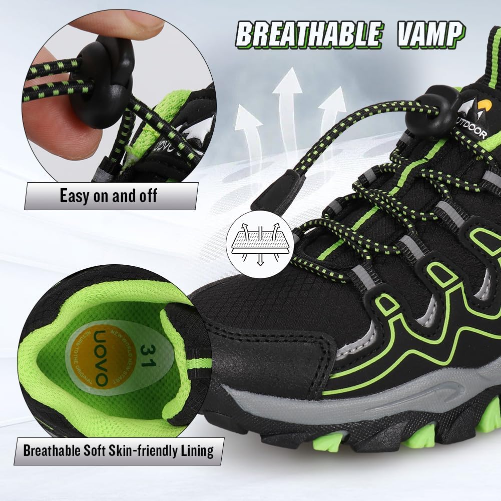 UOVO Turnschuhe Jungen Wasserdicht Wanderschuhe Sneakers Kinder Trekking Schuhe Outdoor Sportschuhe