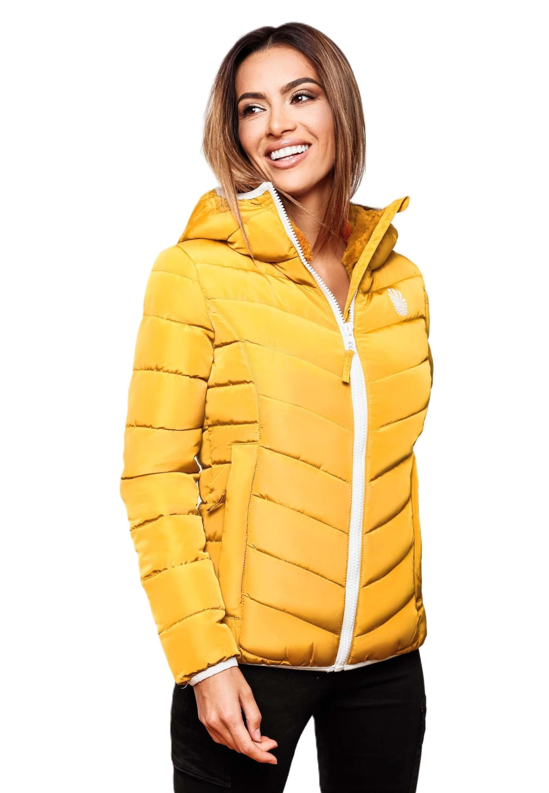 Navahoo Damen Jacke Steppjacke Übergangsjacke gesteppt Stepp Herbst B675 XS Gelb, XS Gelb