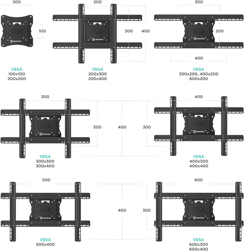 ONKRON TV Wandhalterung ausziehbar für 40" - 75" TV bis zu 68 kg - Fernseher Halterung schwenkbar &