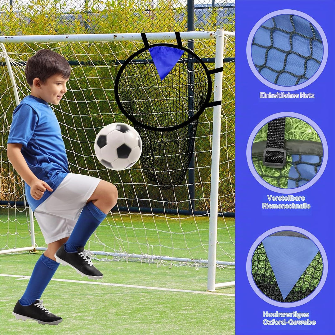 TZEKING 2 Stück Fussballtor Zielnetz mit Rahmen, Nylongewebe Fussball Trainingszubehör für Schiessge