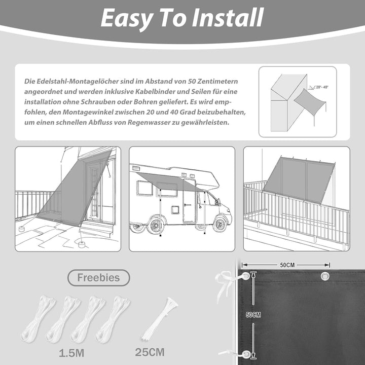 SUNNY GUARD Sonnensegel Wasserdicht 1.5x2m Rechteckig mit Ösen Segel Sonnenschutz Wetterfest UV Schu