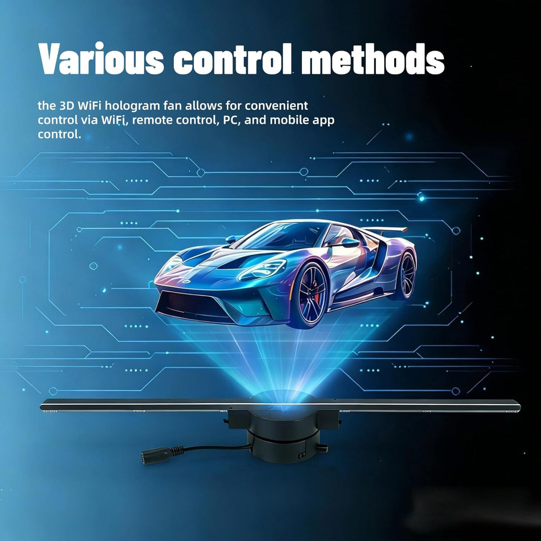 3D Holographic Projector WiFi 16.5 Inch 2000 X 224 with 224 LED Light Beads Hologram Fan LED Ceiling