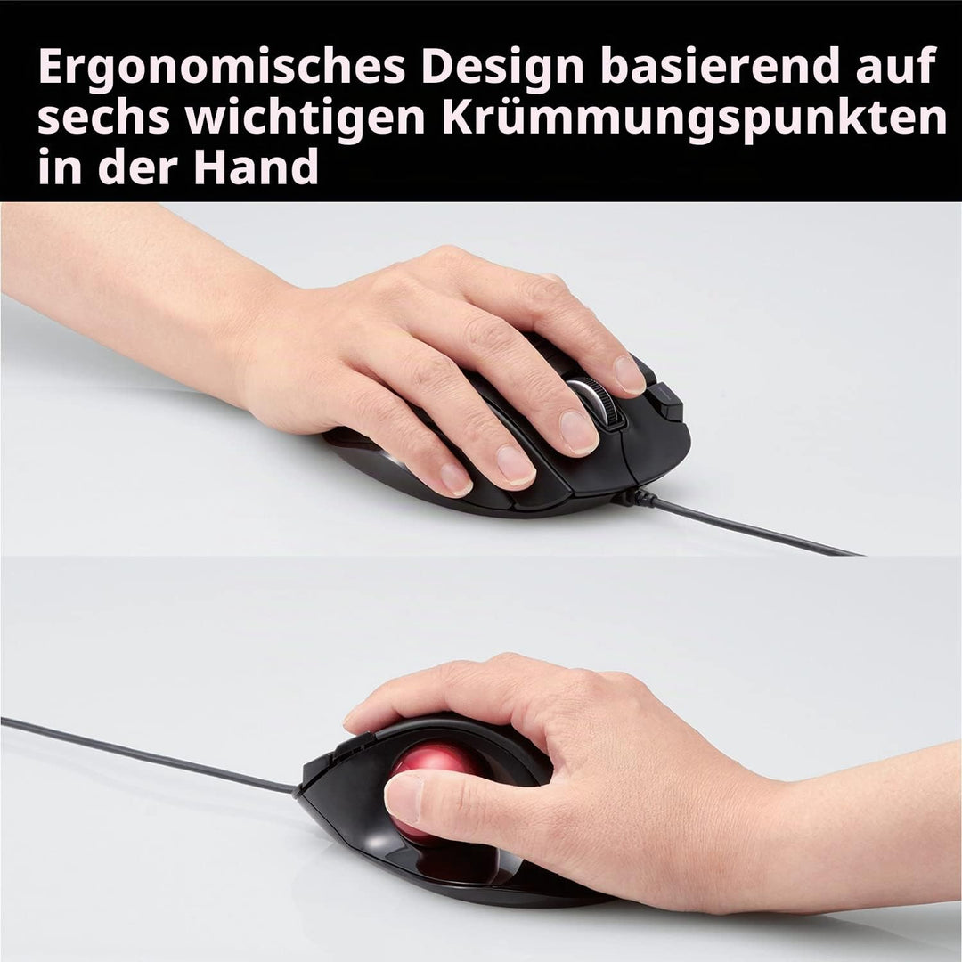 ELECOM EX-G Trackball-Maus, kabelgebunden, Daumensteuerung, ergonomisches Design, 5-Tasten-Funktion