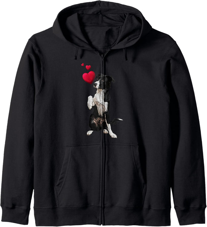 Shirt mit Border Collie Hund und Herz Hundemotiv Kapuzenjacke