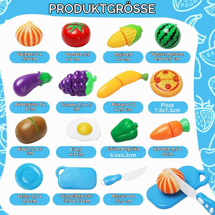 Kinderküche Zubehör 32 Stück Kinderküche Spielküche Zubehör,Lebensmittel Edelstahl Kochset Kinderspi