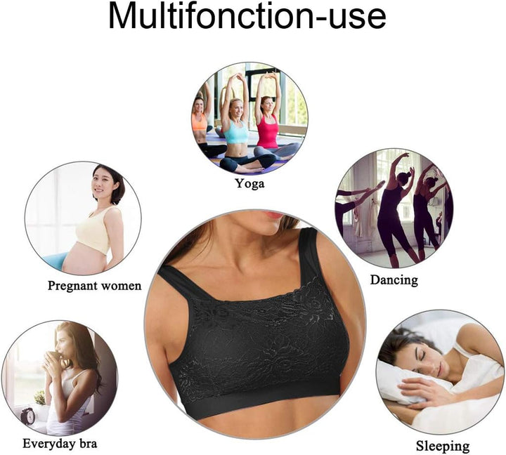 Litthing Underwear Damen Sport BH Spitze Büstenhalter 1/2/3er Pack Atmungsaktiver Bequem für Yoga Fi