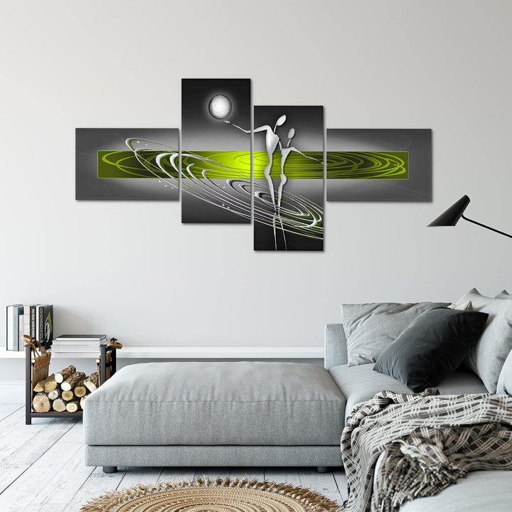 Runa Art Bild XXL 4 Teilig Abstrakt Figuren 200 x 100 cm Kunstdruck auf Vlies Leinwand Wanddeko Wohn
