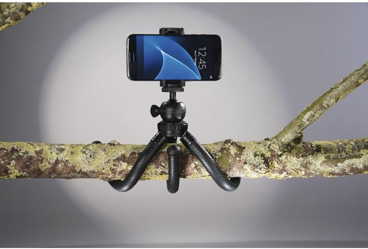 Hama Stativ Flexpro (für Smartphone, GoPro und Kameras, mit Gelenkfüssen, Höhe 27 cm) schwarz, Schwa