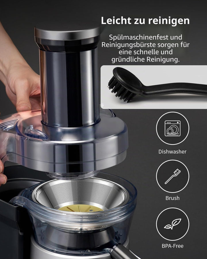 GDOR Entsafter 1300W Entsafter Gemüse und Obst mit Grösserem 81mm Einfüllschacht 1250ml Grosser Saft