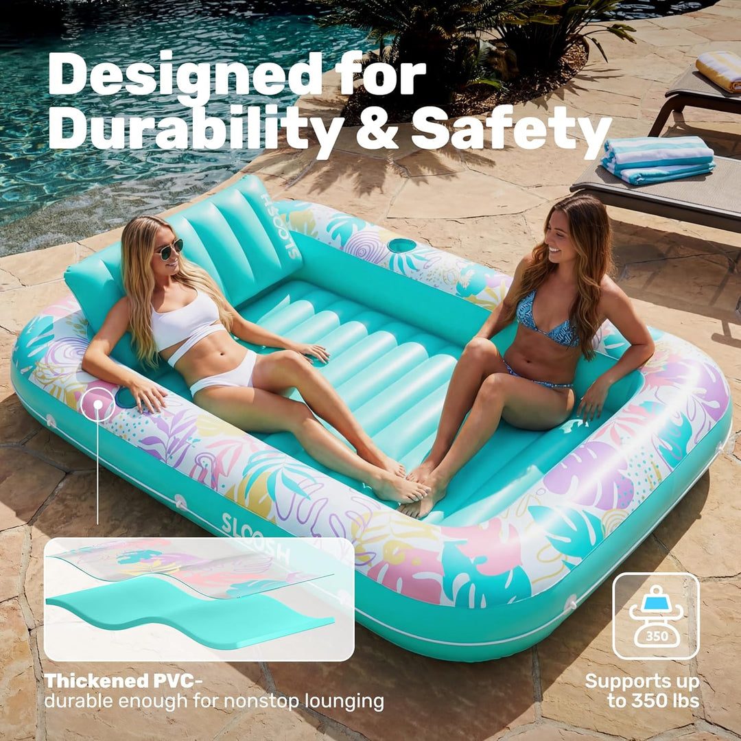 SLOOSH Aufblasbare Tanning Pool, 70" x 46"/ 85" x 57" Grosse aufblasbarer Luftmatratze für Erwachsen