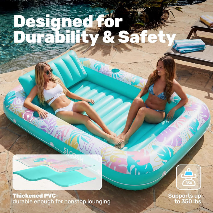 SLOOSH Aufblasbare Tanning Pool, 70" x 46"/ 85" x 57" Grosse aufblasbarer Luftmatratze für Erwachsen