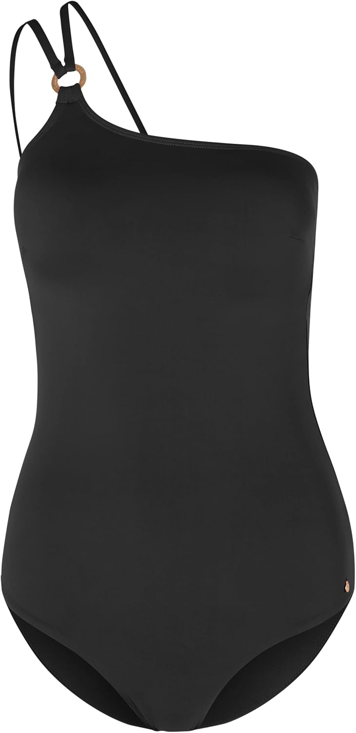 Tamaris Damen ALEXIN AOP One Shoulder Badeanzug, Black Beauty