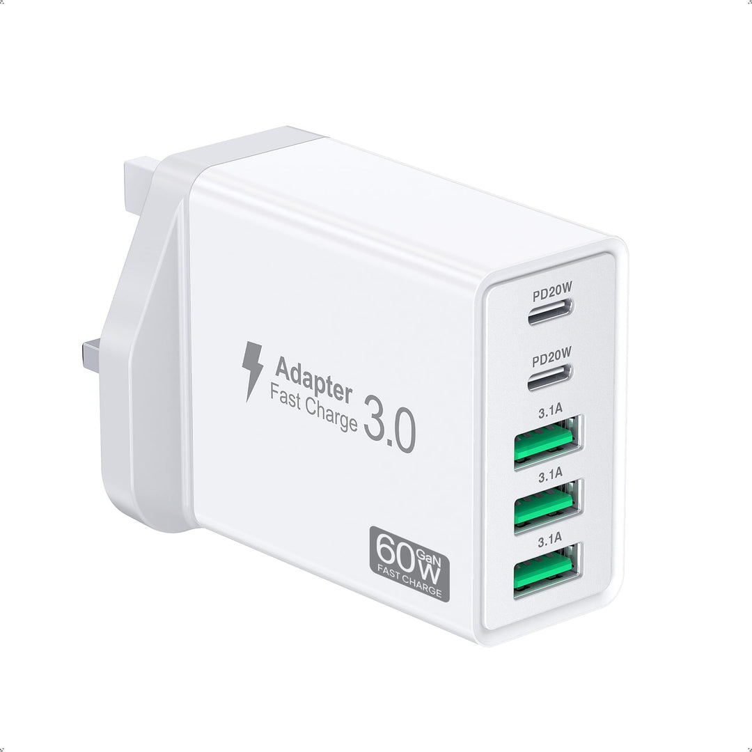 USB C Ladegerät, 5-Port USBC Netzteil Adapter Mehrfach für iPhone16 15 14 13 12 11 Pro Max SE 2020 X